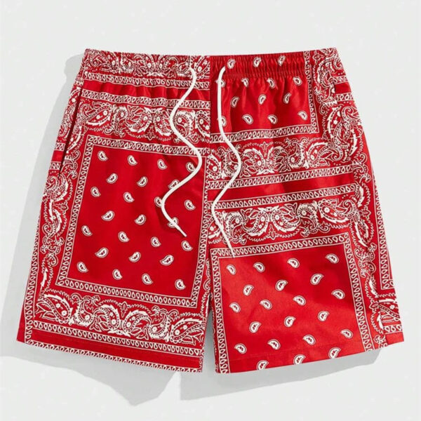 S71fdaac229514279ad1482419e6fb2196.jpg Classic Perris Pattern Beach Short For Men Retro Print Drawstring Board Shorts Sea Vacation Casual Fashion Hawaii Swim Trunks