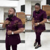 S7200e3b9c1ce445486957b2154bfbd4bX.jpg Summer Men's Suits Solid Color Short Sleeve Single Breasted Stand Lapel Casual Outfits 2 Piece Jacket Pants Set Slim Fit Terno