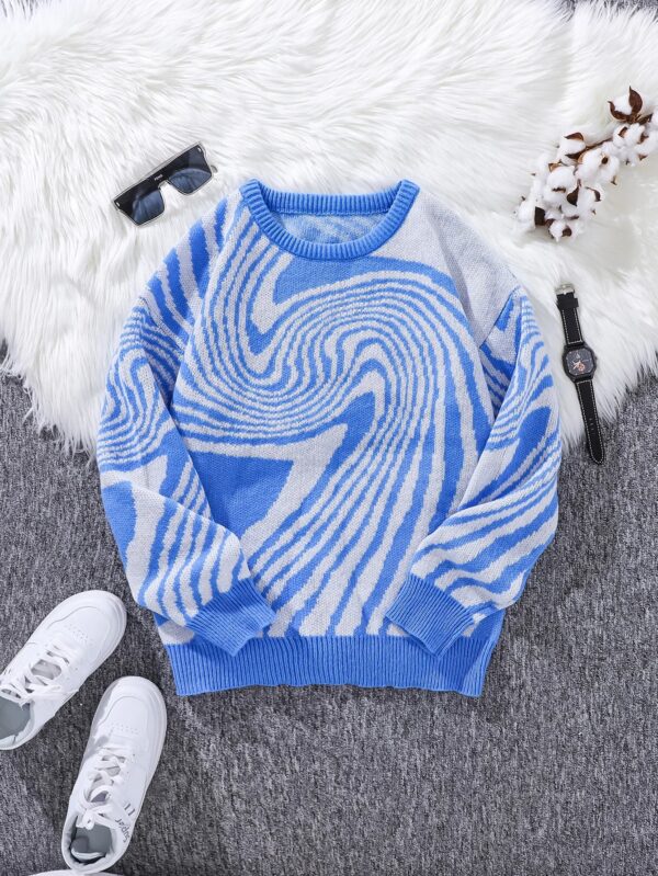 S723fbfe6bc3b4735a65661b90610b053s.jpg New Popular Autumn and Winter Maze Jacquard Pattern Pullover Sweater Casual Round Neck Contrast Color Knitted Men's Pullover