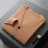 S72d92234816f466c974bd68aebd6cc752.jpg 100% merino wool Men's Cardigan Cashmere Sweater Autumn And Winter Knitted Jacket Solid Color Long-Sleeved High Quality Top