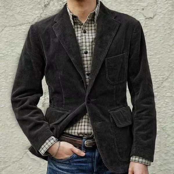 S7363e3ae4e0446e4af5078e37a425a99Q.jpg European and American Business Men's Casual Outerwear for Spring and Autumn, Fashion Button Slim Fit Corduroy Suit Coat S-XXXL