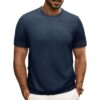 S73a1b839a8fa446aafba37532e292767s.jpg British style Summer Solid Short Sleeve Knitted T-shirt Men Fashion O-Neck Stripe Slim Fit Tee High Quality Men Clothing