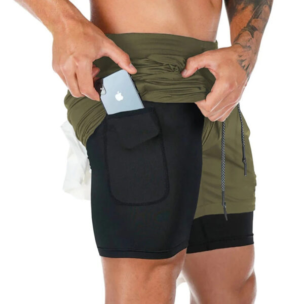 S73b1f48cc9064f25a8efe40454995cfeB.jpg Men Shorts 2 In 1 Double-deck Quick Dry GYM Sport Shorts Fitness Jogging Workout Men Sports Short Pants