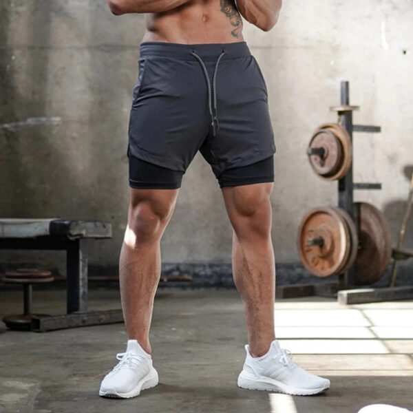 S74486753214946f19d2e7c213ad4fbefT.jpg Running Shorts Men Sportswear 2 In 1 Compression Jogging Short Pants Double-deck Bottoms Gym Fitness Training Sport Shorts