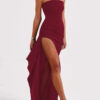 S7454ae59d9af45998cb02e9d450361e15.jpg Sexy Strapless Backless High Split Maxi Dress For Women Black Off-shoulder Sleeveless Bodycon Club Party Long Dress Clothes