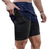 S74743c0e69aa47e49b0fc33ca149ebeeP.jpg Running Shorts Men Sportswear 2 In 1 Compression Jogging Short Pants Double-deck Bottoms Gym Fitness Training Sport Shorts