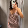 S749e6e2f646d443b8518e09cdf415fb1Y.jpg Floral Print V-Neck Sling Dress for Women Ruffle Detail Backless Long Party Gown Elegant Bodycon Style Casual Short Dress