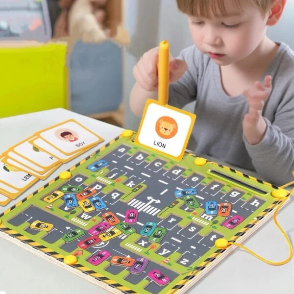 Magnetic Car Alphabet Maze Montessori Toys ABC Conginition Early Education Toys Preschool Word Learning Fine Motor Toys for Kids