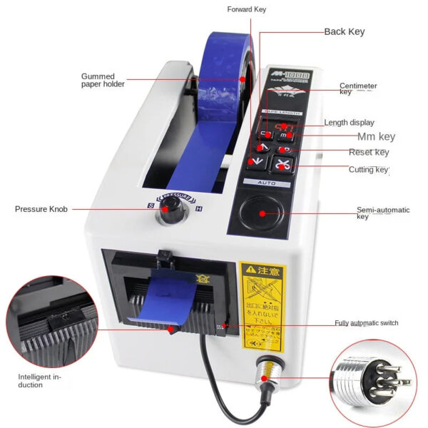 S750c87ee0a00470ab2d0c75779840224E.jpg Automatic Packing Tape Dispenser M-1000 Tape Adhesive Cutting Cutter Machine 220V/110V Office Equipment