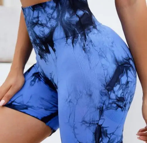 S7570db2f9bab455189d5252b27590aa3M.jpg Multicolour Tie Dye Women’s Quick Drying Yoga Shorts Tight Fitting Sports Shorts for Women Peach Hip Compression Shorts Fitness