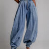 S75b68778a44b42b5aa5e812d0b597714e.jpg Women Spring High Waist Zipper Denim Loose Harem Trousers Jeans Female Vintage Balloon Pants Ladies Casual Denim Pants