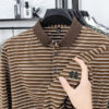 S760b17b75ede48608d9dae1de2f8b4baM.jpg Men's Striped Long Sleeved T-shirt Polo Shirt Button Up Men's Stand Up Collar, Winter Double-sided German Velvet Base Shirt