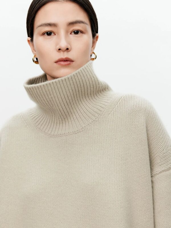 S761c994add9a443fabbaafa9191ce63fz.jpg Turtleneck pure cashmere sweater female loose and thick languid lazy wind pullover sweater knitting base WOOL sweater