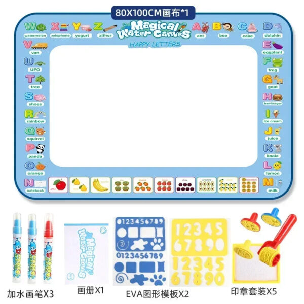 S76389459cdbe45ce84727f60736308400.jpg 100x80CM Magic Water Drawing Mat Coloring Doodle With Reusable Magic Pen Montessori Painting Board Montessori Educational Toys