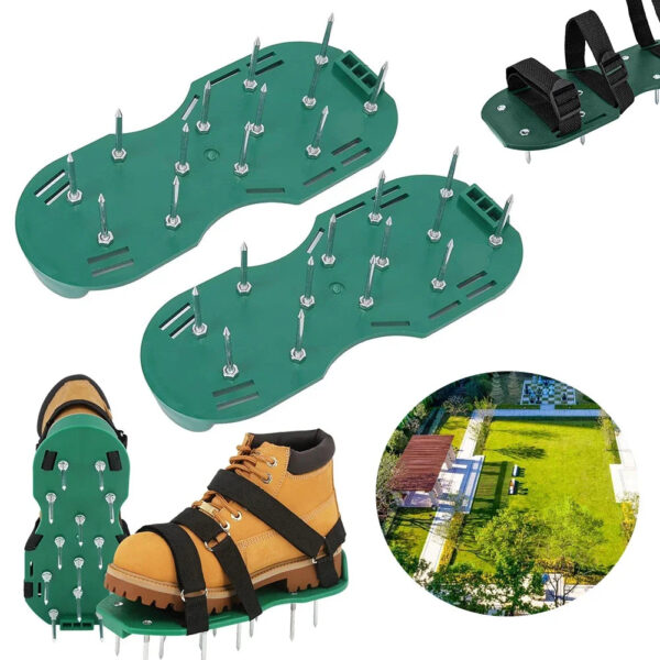 S764d09e1d53e4d6a9cc0726817a891edN.jpg Lawn Aerator Shoes Grass Spiked Shoes with Adjustable Strap Lawn Aerator Tool Anti-Slip for Yard Patio Garden