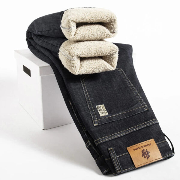 S775a3cc0b28c41048bdcda3bc470cc44n.jpg Winter Lamb Fluff Denim Straight Pants Men Thicken Big Size 40 Jeans High Waist Stretch Jeansy Fleece Lined Warm Slim Vaqueros