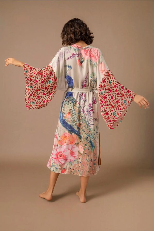 WeHello Women's Beach Cover Ups for Swimwear Printing Peacock  Kimono Swimsuit Cape Summer Dress Beachwear Casual Wear