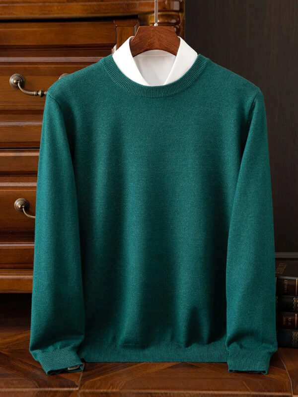 S7821bfb79d424fffa0c1544b4bc0c9cco.jpg Choice Men's Wool Sweater Autumn Winter New Round Neck Pullover Loose Solid Color Bottoming Shirt Long Sleeve Smart Casual Tops