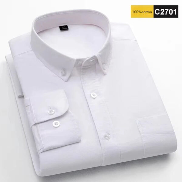 S78963f438dcc4fdcbcecbfdce63550f1a.jpg New in shirt 100%cotton long-sleeve shirts for men fashion Casual plain shirt solid color Oxford single pocket top white clothes