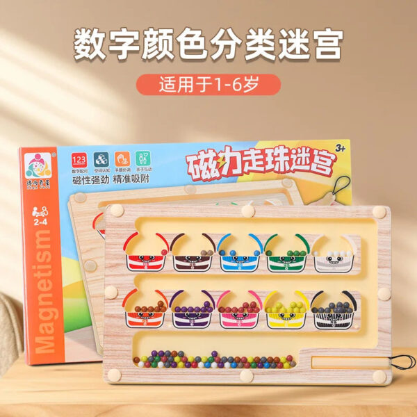 S7897ac3e30b5487ba9d525dd9d2aed33J.jpg 2 in 1 Magnetic Color Sorting Maze & Drawing Board Toddler Montessori Toys Number Matching Learning Counting Preschool Activity