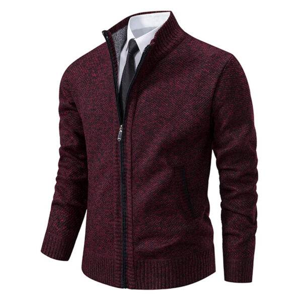 S78dce77f87914dd791d51fc414dc09d5L.jpg Autumn Winter Men's Casual Sweaters Solid Color Turtleneck Sweater Cardigan Fleece Zipper Cardigan Knit Jackets