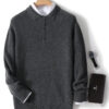 S78e227b25ff54cb693439f038c7dda492.jpg New Men's POLO Collar Sweater Autumn Winter Thick Long Sleeve Business Pullovers 100% Merino Wool Knitwear Shirt Basic Clothes