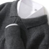 S78eae4482dff42039df1bd486622f0a08.jpg New Men's POLO Collar Sweater Autumn Winter Thick Long Sleeve Business Pullovers 100% Merino Wool Knitwear Shirt Basic Clothes