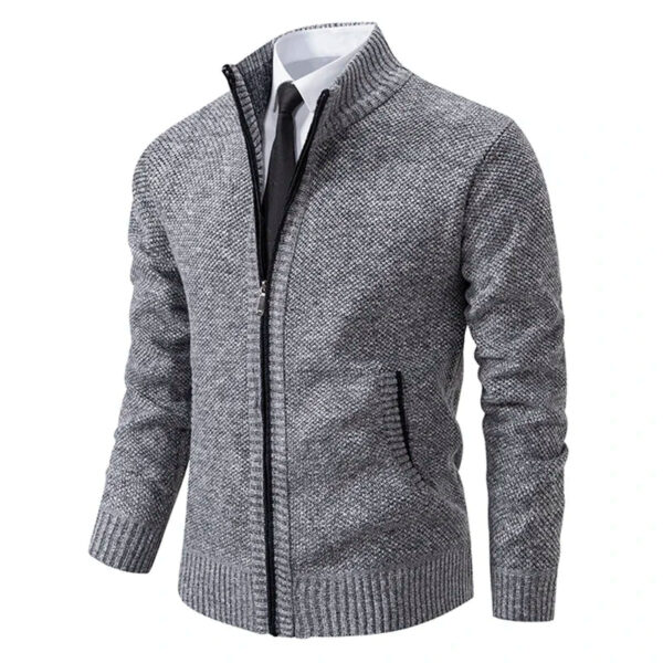 S79055b72e1e344f5b971161d559e6f90X.jpg Autumn Winter Men's Casual Sweaters Solid Color Turtleneck Sweater Cardigan Fleece Zipper Cardigan Knit Jackets