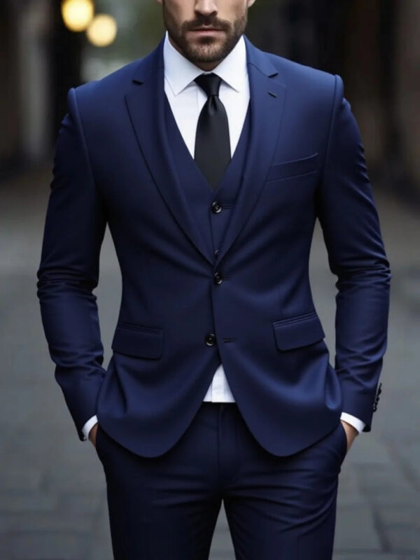 S793f2be9d9c5486795316e5bb27fd191H.jpg Men's Three-Piece White Suit, Anti-Wrinkle, No-Iron, Anti-Stick Fur Business Formal Suit, Four-Season Workplace Work Clothing Dr