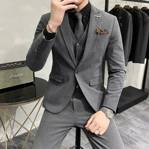 S798b3ad3cefd4a65b29e85e01edd2f04K.jpg ( Jacket + Vest + Pants ) High-end Brand Boutique Fashion Solid Color Mens Casual Business Suit 3Piece Set Groom Wedding Dress