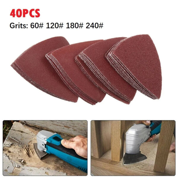 S79a691b61ebb47e9b32b1ac5551d8284r.jpg 40pcs 80mm Triangle Sandpaper Fit 3-1/8 Inch Oscillating Triangle Sanding Pad Multi Tool Sanding Paper For Wood Grinding Polishi