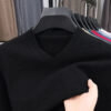 S79f86135859c45b888f5665a7fce0d01X.jpg New Sweatwear Men's V Neck Basic Solid Color Sweaters Round Neck Elastic Pullovers Warm Autumn Knitted Oversized Sweater Men