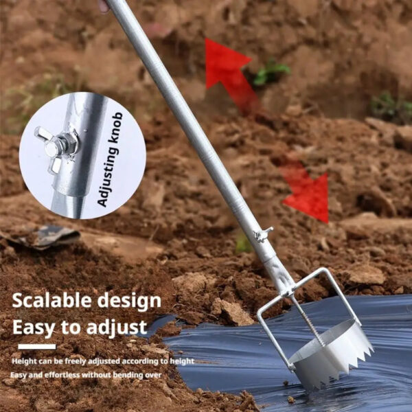 S79f9530d5596446eb9657cda5a803f48A.jpg Metal Stainless Steel Multifunctional Greenhouse Film Punch | Retractable Hole Opener| Gardening & Planting Tools