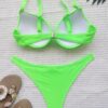 Sexy Underwire Bikini 2025 Women Black Neon Pink Push Up Padded Hollow Out Triangle Swimsuit Female Beach Bathing Suit Swmwear