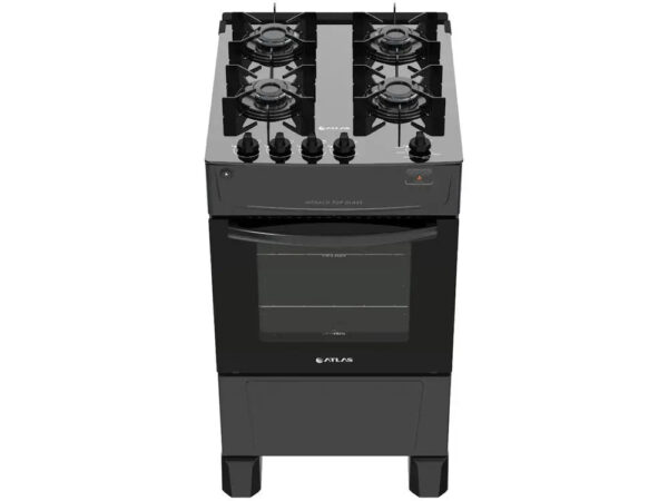 4 Stove Atlas Black Glass Table Monaco Glass Top Glass - Bivolt