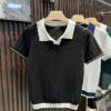 Lapel Ice Silk Polo Shirt Men's Contrasting Color Sweater Slim High-end Short Sleeves