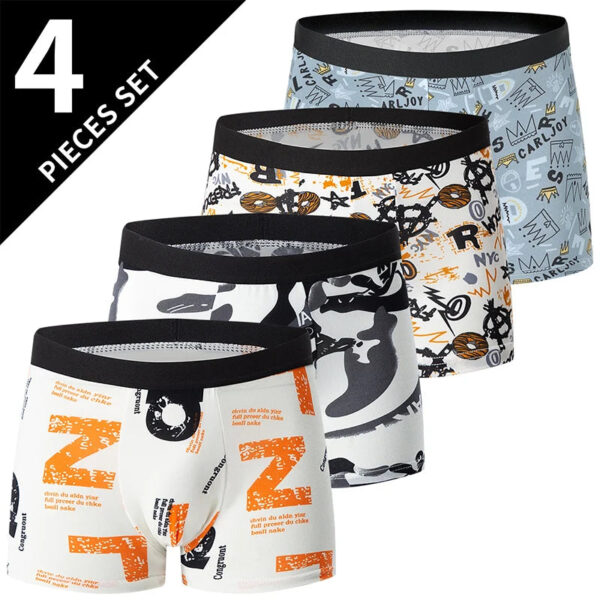 S7c659c56b66e4fe7babcf92f82a51ca17.jpg 4/5Pcs European and American Size MEN'S Printed Fashion Boyshort Comfortable MEN'S Waist plus Size Underwear Sexy Swimming Trunk