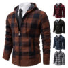 S7c8e1fc5f0244b679663eb1d123eb35bd.jpg Autumn Winter Men's Cardigan Fashion Plus Velvet Padded Knit Jumpers Male Sweater Hooded Plaid Korean Luxury Brand Coat