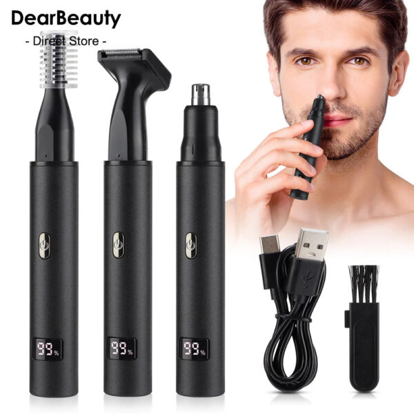 S7d17c7330c0849a3843d7472fd5e81e5j.jpg 3 in 1 Electric Nose Ear Hair Trimmer for Men LED Display Eyebrow Beard Hair Clipper Shaver USB Rechargeable Easy Cleansing