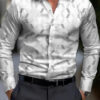 Men's shirt regular lapel shirt men's 3d printing triangle geometric printing casual street long sleeve fashion printed shirt