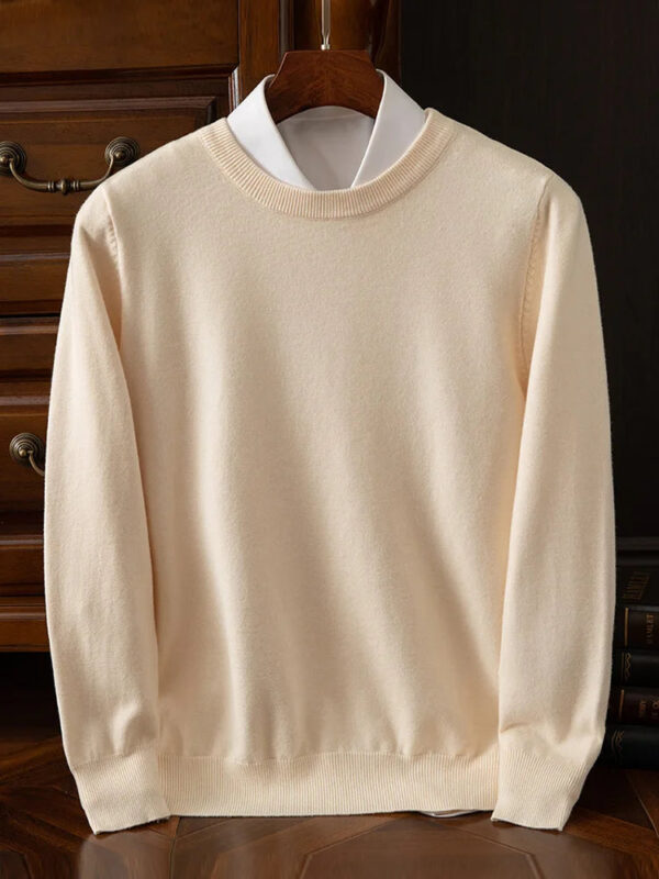 S7d56818bb66543b285ab13e0d7eed2c9w.jpg Choice Men's Wool Sweater Autumn Winter New Round Neck Pullover Loose Solid Color Bottoming Shirt Long Sleeve Smart Casual Tops