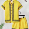 Shirt Set Men's Summer 3D Printed Shirt And Shorts Set Men's And Women's Fashion Casual Fresh Simple Lapel Hawaiian Shirt