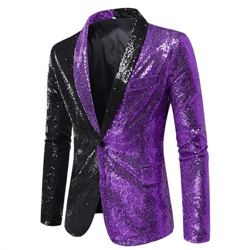 S7f4fa389295146f38430e5389db2c4dcE.jpg Fashion Men Luxurious Sequin Plaid Suit Jacket Gold / Silver Singer Host Stage Party Loose Dress Blazer Coats