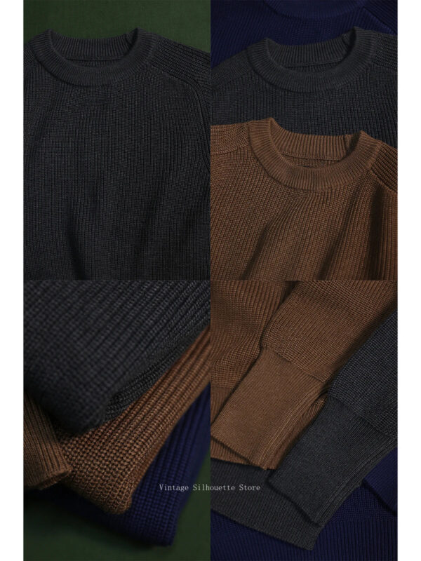 S7f80825da8784568833ddb811826bedeh.jpg Classic Raglan Sleeve Crewneck Sweater Vintage Style Men's Wool Blend Knitted Pullover Jumper Thick