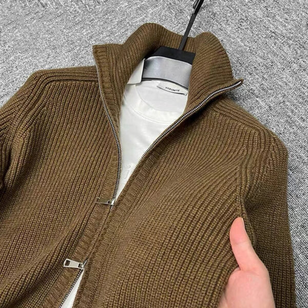 S7fb43aff5e5f4d478c9df6aca5340ca6p.jpg Advanced luxury zipper sweater coat men's autumn winter new casual Korean trend solid color cardigan thickened warm knit jacket
