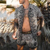 S7fe95f8d9d84476aae3d84684feec0fbj.jpg 2024 Summer Men's Fashion Leopard Print Short Sleeve Shirt And Shorts Set Beach Style T Shirt Breathable Shorts Two Piece Set