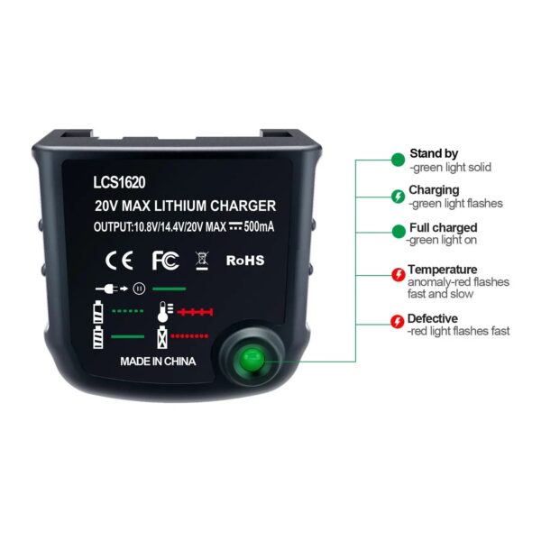 Lithium Battery Charger For Black&Decker 10.8V 14.4V 18V 20V Serise LBXR20 Electric Drill Screwdriver Battery Charging Tool