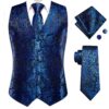 Wedding Purple Men Vest Paisley Floral Necktie Handkerchief Cufflinks Sets Blue Green Red Male Sleeveless V-Neck Waistcoat Party