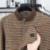 S819cfa01b16a425ebaacd62dd354781cs.jpg Men's Striped Long Sleeved T-shirt Polo Shirt Button Up Men's Stand Up Collar, Winter Double-sided German Velvet Base Shirt