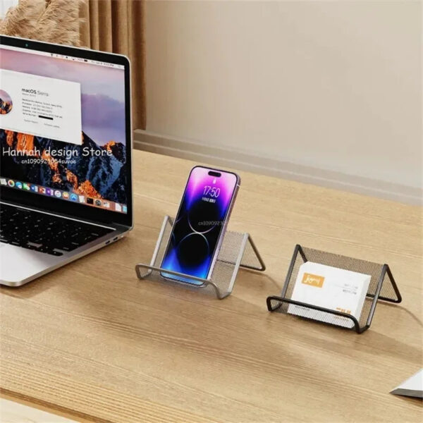 S81e8ae99fd0041b680f987c4330a481a2.jpg Metal Mesh Portable Business Name Card Holder Display Stand Rack Desktop Table Organizer Home Desk Storage Stand